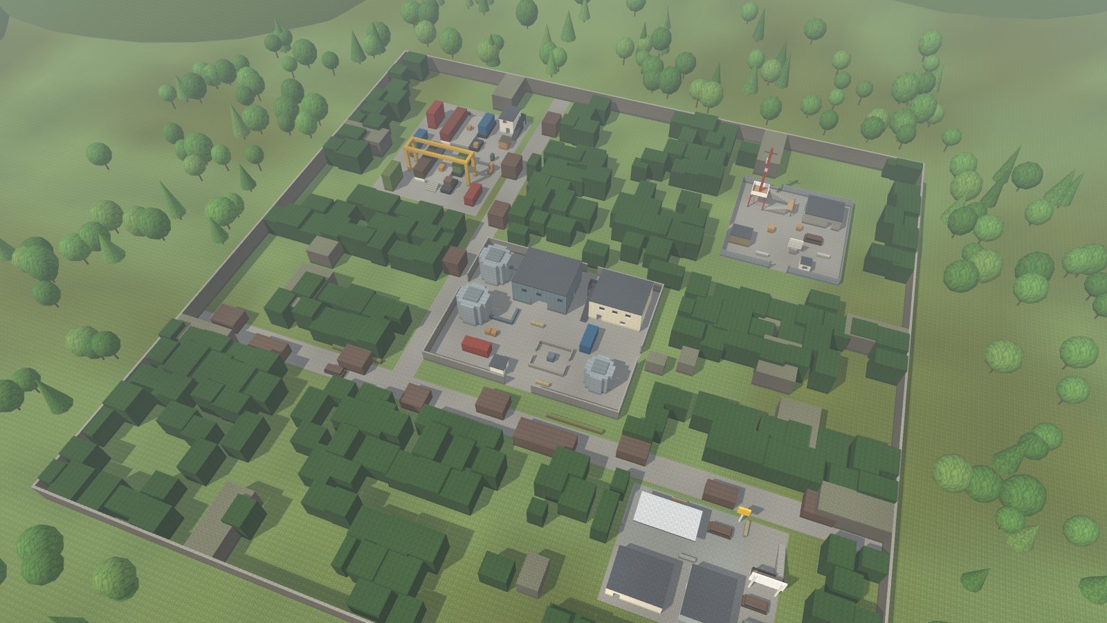 Aerial view of the Zarechye raid map showing its landmarks and layout